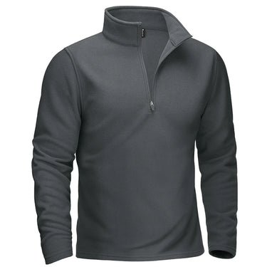 Gray pullover with a quarter zip on a white background